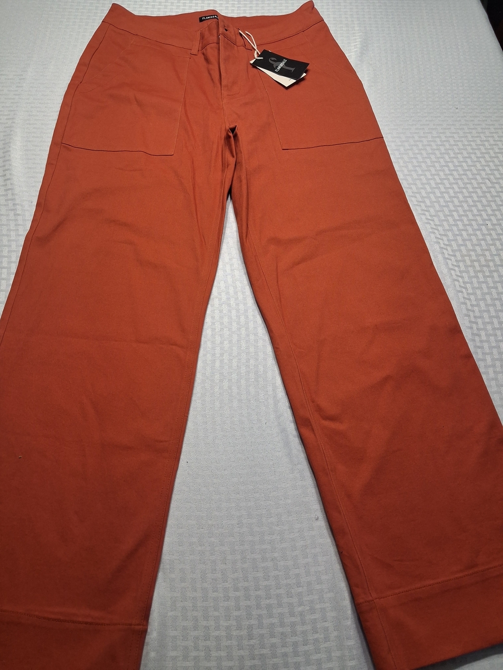 Wide-Leg Bootcut Pants in Rust. Burnt Orange With Big Pockets